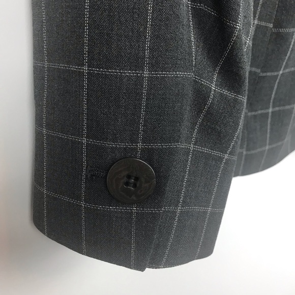 Giorgio Armani Le Collezioni Gray Windowpane Blazer Jacket Vintage - Picture 7 of 8